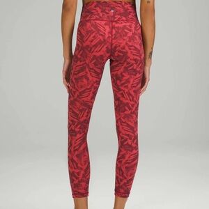 Lululemon Wunder Under High-Rise Tight 25" *Luxtreme Spray Leaf Fireside Red